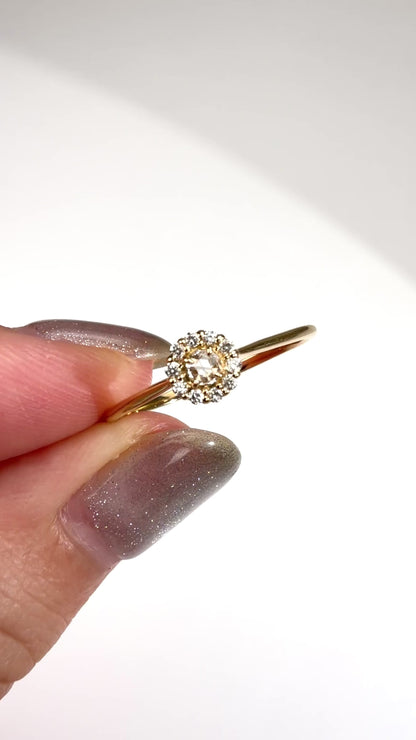 TACHIBANA｜18K 金天然鑽石 Halo 戒指 0.09ct｜花朵光環鑲嵌戒指