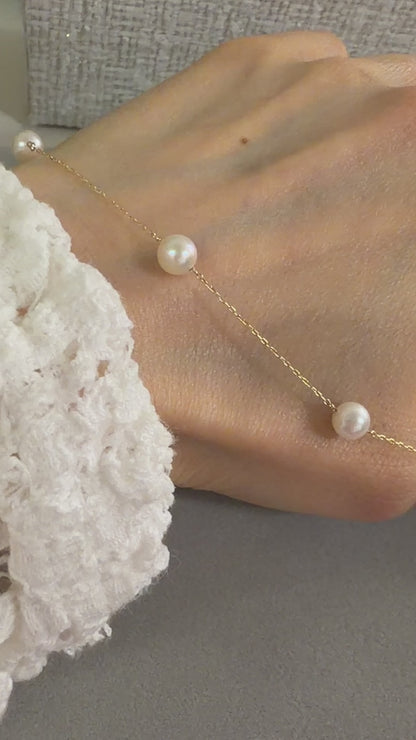 TACHIBANA｜18K金 Akoya 珍珠點綴項鍊｜Akoya Pearl Station Necklace