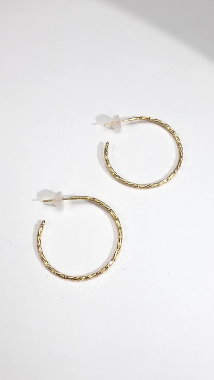 TACHIBANA｜18K 黃金經典圓圈耳環｜K18 Diamond Cut Hoop Earrings 日本精緻日常珠寶