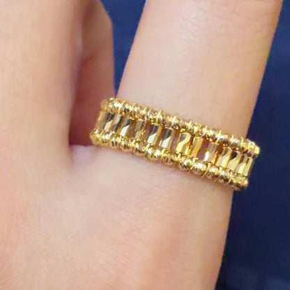TACHIBANA｜18K 黃金復古雕花寬版戒指｜Vintage Engraved Gold Ring