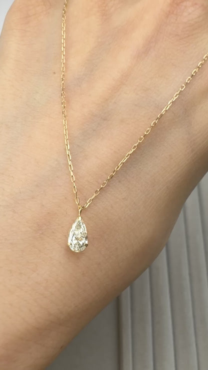 TACHIBANA｜18K 金 水滴形單鑽項鍊｜Pear Shape Diamond Solitaire Necklace｜0.35ct 天然鑽石