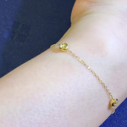TACHIBANA｜18K 黃金 0.23ct 三鑽天然鑽石手鏈｜Three Diamond Station Bracelet