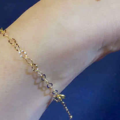 TACHIBANA｜18K 黃金 0.12ct 天然鑽石手鍊｜Faceted Link Diamond Bracelet