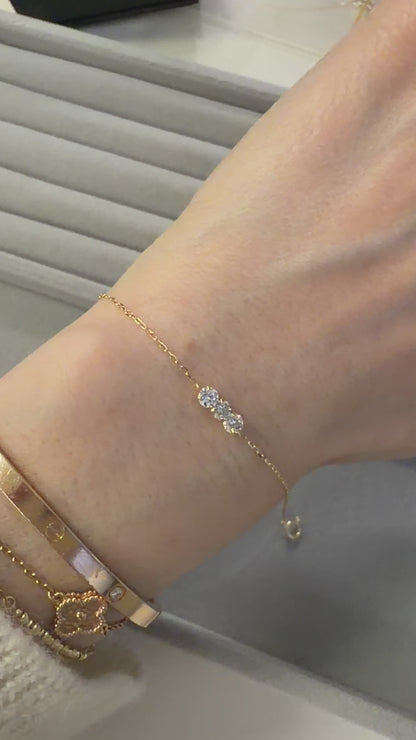 TACHIBANA｜0.30ct 三石鑽石手鍊｜0.30ct Three Stone Diamond Bracelet｜18K Gold