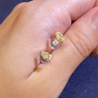 TACHIBANA｜18K 黃金 0.50ct 梨形天然鑽石耳釘｜Pear Diamond Stud Earrings