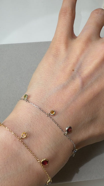 TACHIBANA｜鉑金多彩寶石 Station 手鍊｜Platinum Multicolor Gemstone Station Bracelet