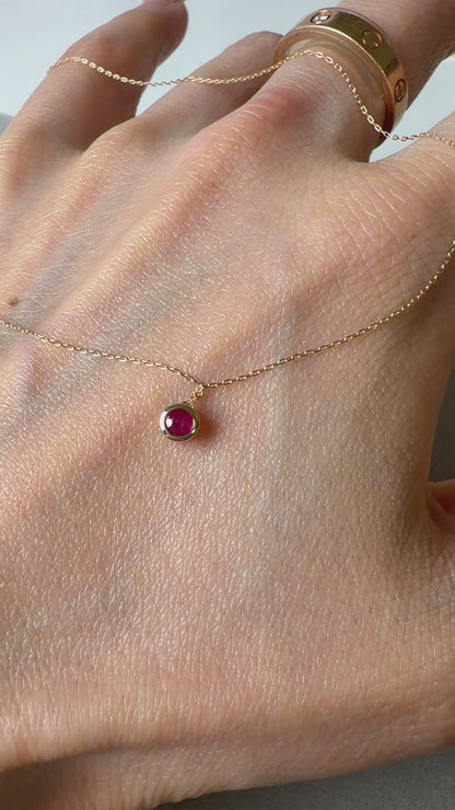 TACHIBANA｜18K 金天然紅寶石項鍊｜Round Ruby Necklace