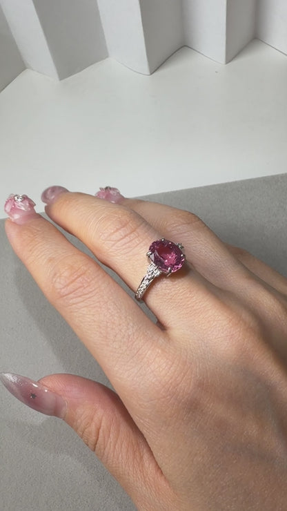 TACHIBANA｜Pt 粉紅碧璽鑽石戒指｜3.43ct Pink Tourmaline Diamond Ring