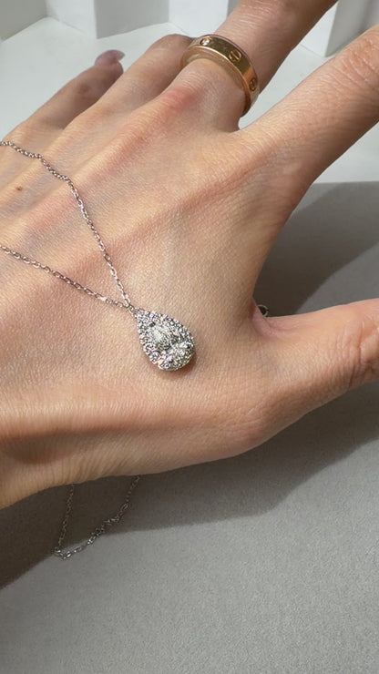 TACHIBANA｜PT950 梨形鑽石光圈項鍊｜Pear Halo Diamond Necklace