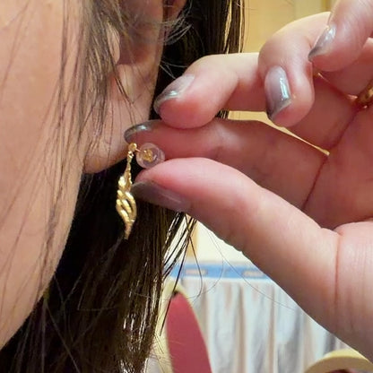 TACHIBANA｜18K 黃金羽翼流線垂墜耳環｜Twisted Gold Drop Earrings