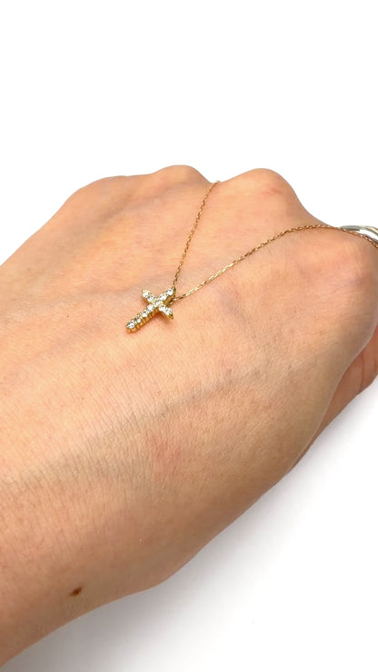 TACHIBANA｜18K 金天然鑽石十字架項鍊｜0.10ct Cross Necklace