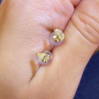 TACHIBANA｜18K 黃金 0.36ct 梨形天然鑽石耳釘｜Pear Diamond Stud Earrings