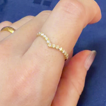 TACHIBANA｜18K 黃金 0.20ct 波浪滿鑽戒指｜Wave Chevron Diamond Ring