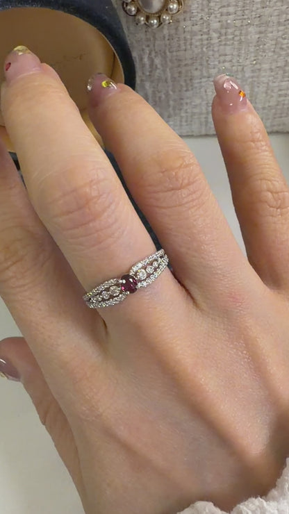 TACHIBANA｜鉑金紅寶石鑽石戒指｜Ruby Diamond Accent Ring