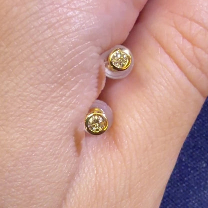 TACHIBANA｜18K 黃金 0.08ct 天然鑽石耳釘｜Bezel Diamond Stud Earrings