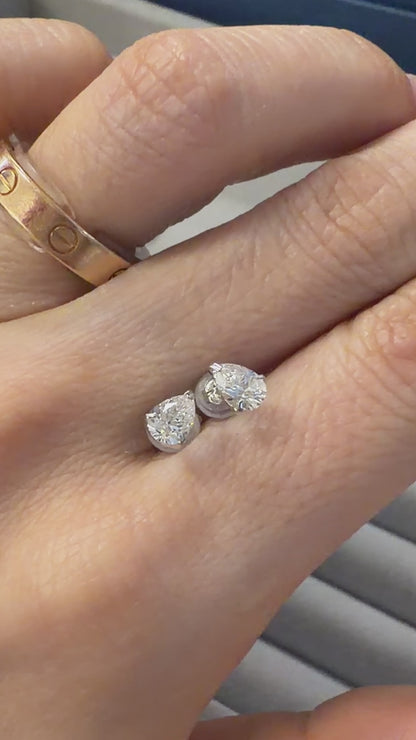 TACHIBANA｜PT900 0.60ct 梨形鑽石耳環｜E Color SI1｜Pear Shape Diamond Stud Earrings