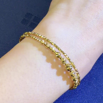 TACHIBANA｜18K 黃金雙層雕花手環｜Layered Gold Bracelet