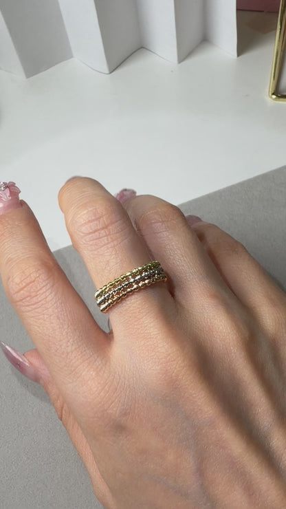 TACHIBANA｜K18 三色金珠珠戒｜Tri-Color Beaded Gold Ring
