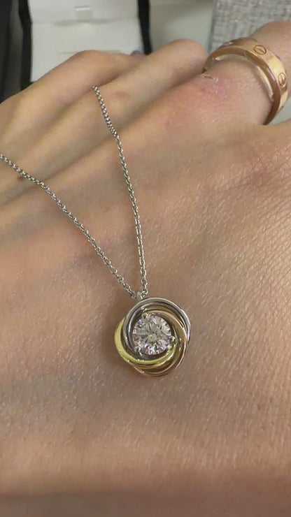 TACHIBANA｜0.50ct 三色旋轉光圈鑽石項鍊｜0.50ct Three-Tone Diamond Necklace｜PT × K18 × K18PG