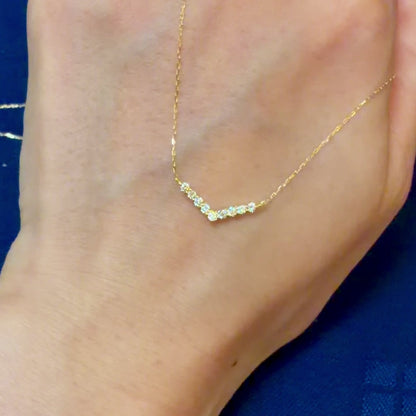 TACHIBANA｜18K黃金 0.20ct Wave Chevron 天然鑽石項鍊｜日常 Fine Jewelry