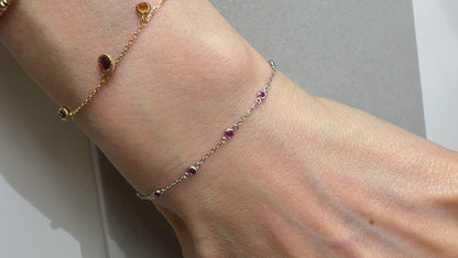 TACHIBANA｜鉑金紅寶石 Station 手鍊｜Platinum Ruby Station Bracelet