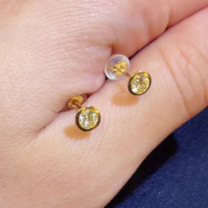 TACHIBANA｜18K 黃金 0.30ct 天然鑽石耳釘｜Classic Bezel Diamond Stud Earrings