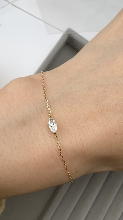 TACHIBANA｜18K 馬眼形鑽石 Solitaire 手鍊｜K18 Marquise Diamond Solitaire Bracelet｜0.20ct Natural Diamond