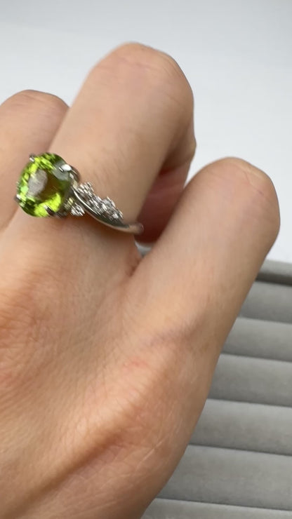 TACHIBANA｜Pt900 天然橄欖石鑽石戒指｜2.192ct Peridot Diamond Ring