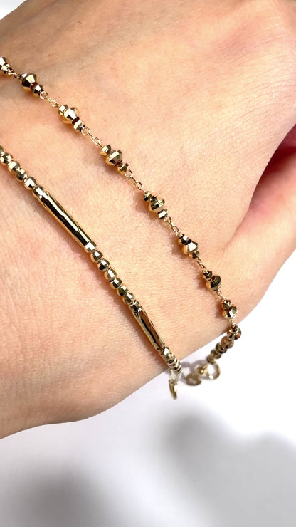 TACHIBANA｜18K 黃金線韻珠飾手鍊｜K18 Linear Bead Bracelet